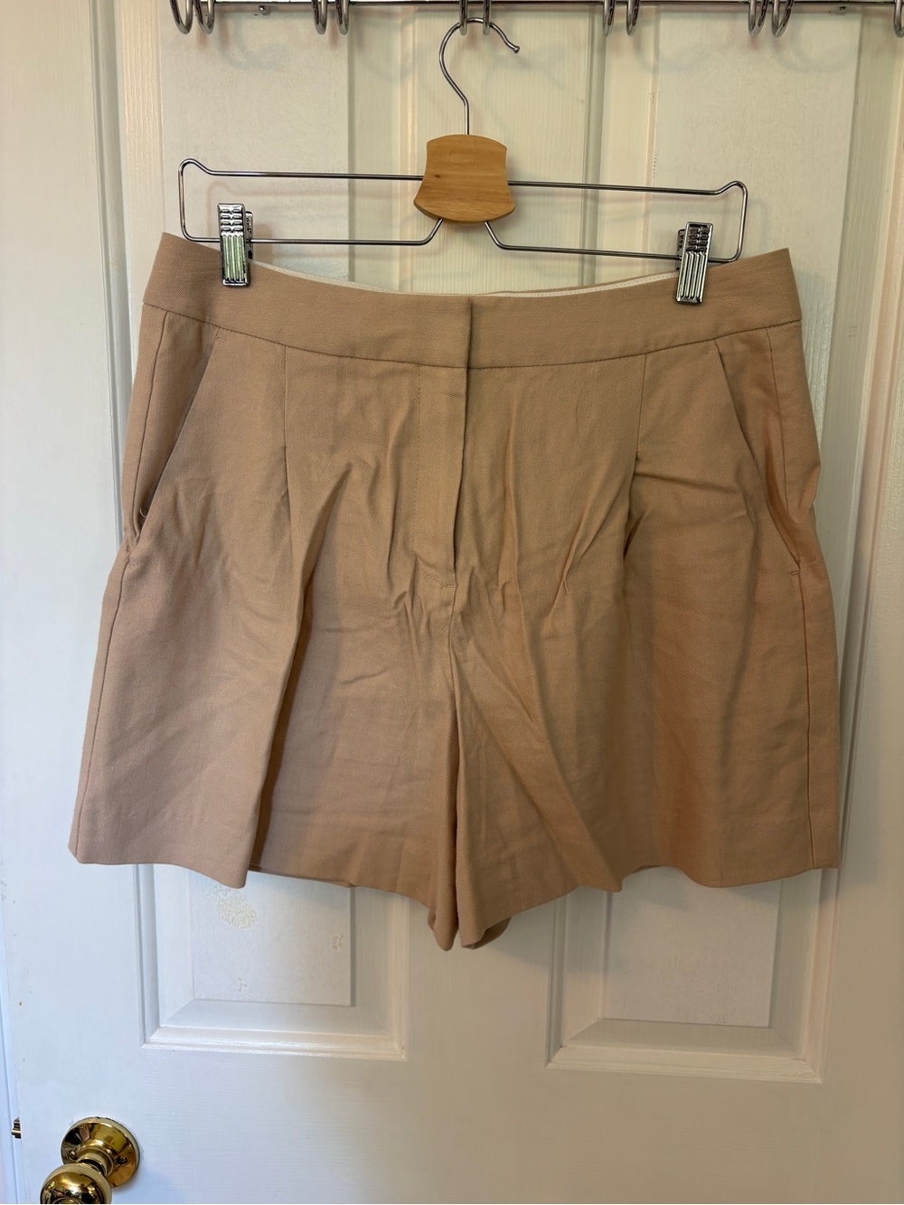 Beige High-Waist  Women's Shorts